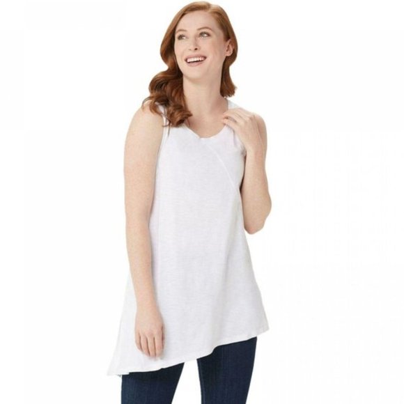 LOGO Lori Goldstein White Modal Slub Sleeveless Asymmetrical Tank Top Womens 2X - Picture 9 of 9